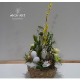 Osterdekoration mit Hase – Große Korbdeko mit Goldregen und Trockenblumen