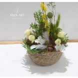 Osterdekoration mit Hase – Große Korbdeko mit Goldregen und Trockenblumen