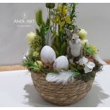 Osterdekoration mit Hase – Große Korbdeko mit Goldregen und Trockenblumen