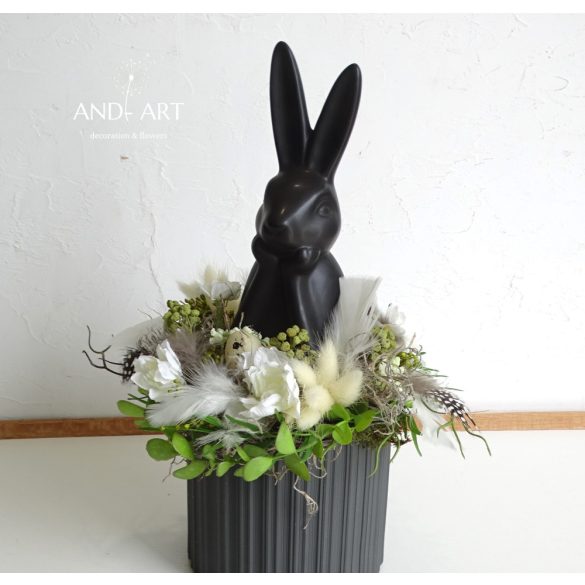 Moderne Osterdekoration mit schwarzem Hasen – Kreative Frühlings-Tischdeko