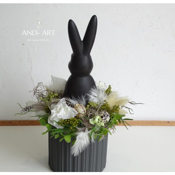 Moderne Osterdekoration mit schwarzem Hasen – Kreative Frühlings-Tischdeko