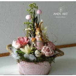   Vintage Osterdekoration mit Hasen – Frühlingshafte Tischdeko für Ostern.