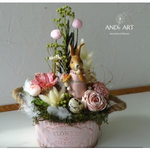 Vintage Osterdekoration mit Hasen – Frühlingshafte Tischdeko für Ostern.