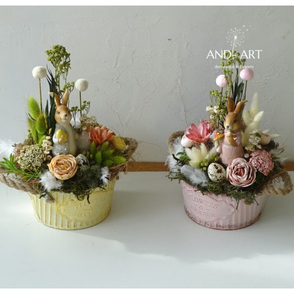 Vintage Osterdekoration mit Hasen – Frühlingshafte Tischdeko für Ostern.